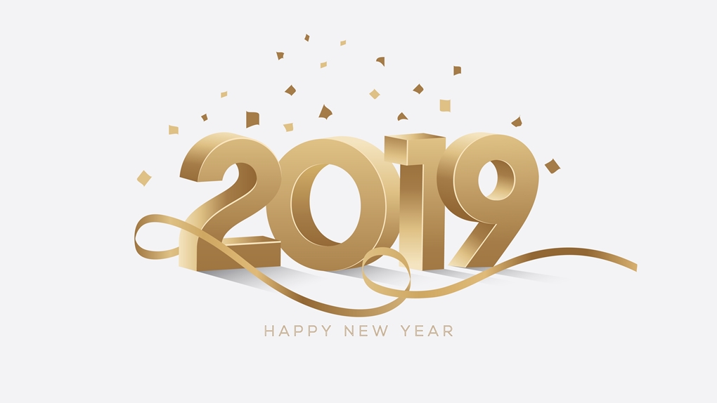 Eine goldene 2019 ist auf weißem Hintergrund zu sehen.